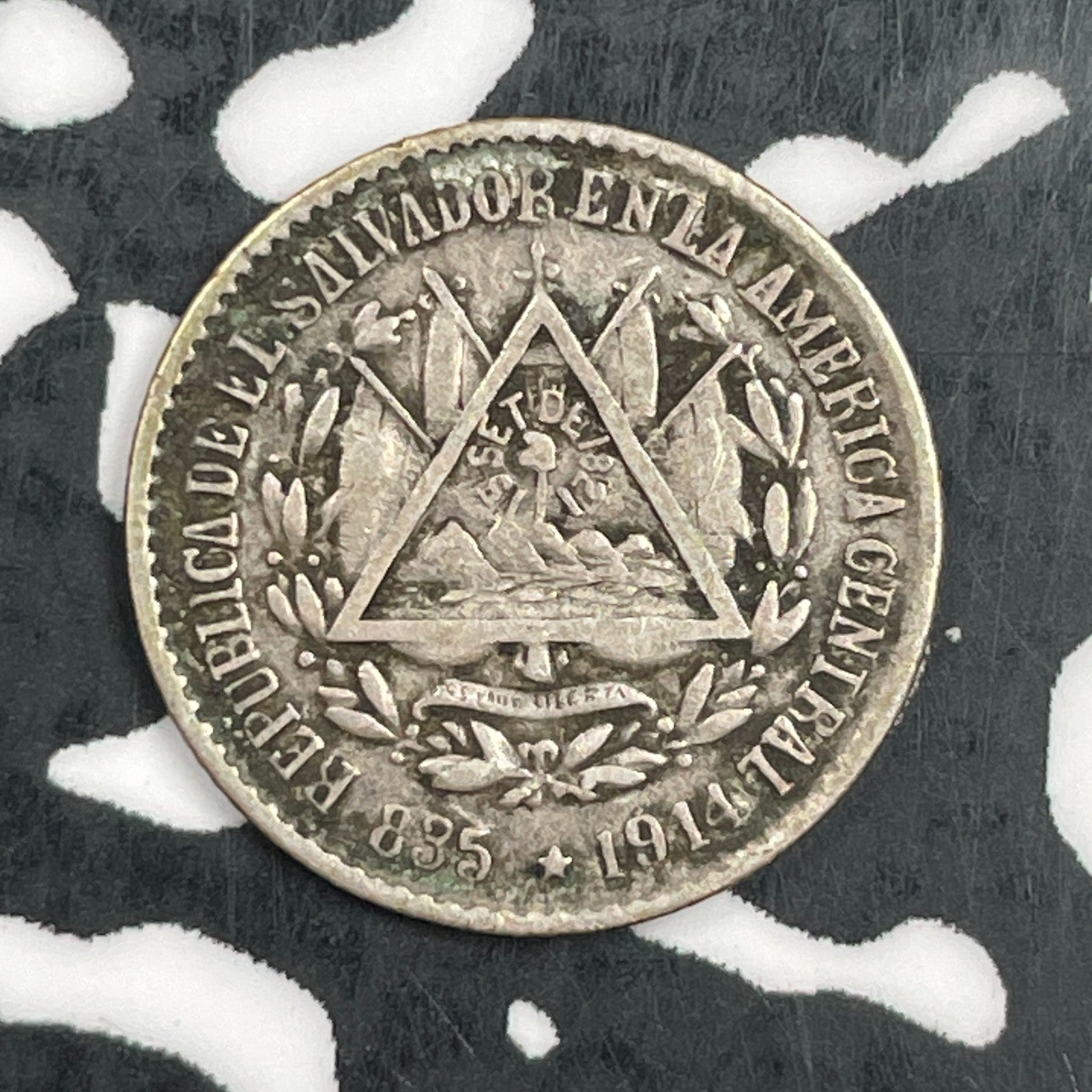 1914 El Salvador 5 Centavos Lot#F6838 Silver! Scarce!