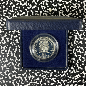 1986 Azores 100 Escudos Lot#B2751 Silver! Proof! With Case