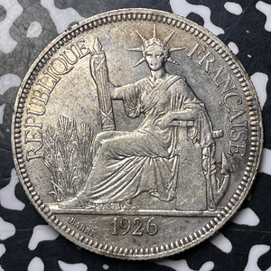 1926-A French Indo-China 1 Piastre Lot#MK135 Large Silver!