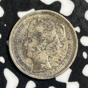 1901 Curacao 1/10 Gulden Lot#E1602 Silver! Nice!