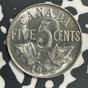 1922 Canada 5 Cents Lot#T3616 High Grade! Beautiful!