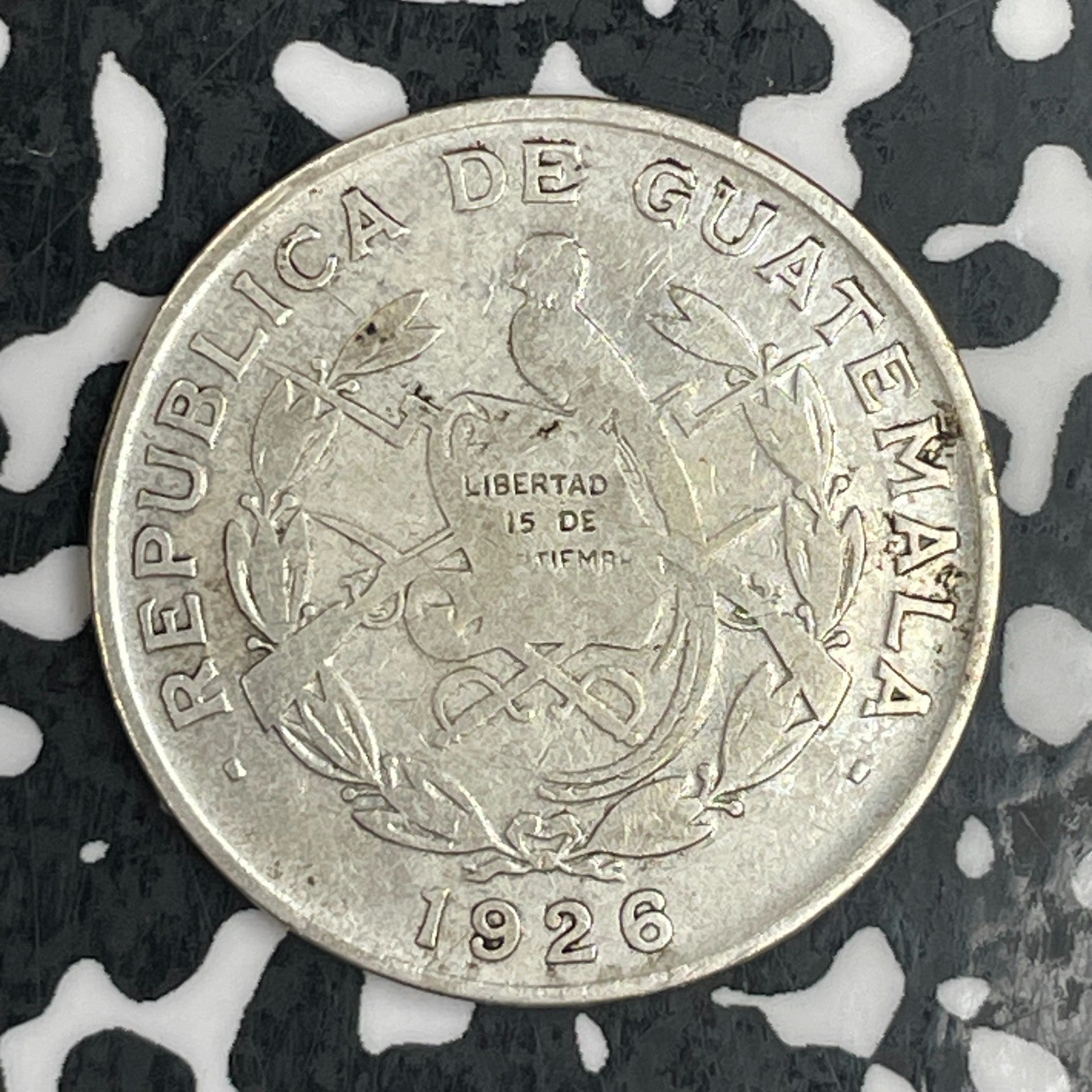 1926 Guatemala 1/4 Quetzal Lot#N0566 Silver!