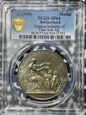 (c.1900) Switzerland Geneva Fine Arts Industry Medal PCGS SP64 Lot#G8843 Silver!