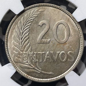 1920 Peru 20 Centavos NGC MS62 Lot#G8524 Nice UNC!