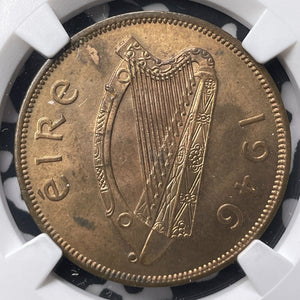 1946 Ireland 1 Penny NGC MS63RB Lot#G8945 Choice UNC!