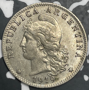 1919 Argentina 20 Centavos Lot#T9330 High Grade! Beautiful!