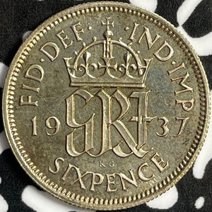 1937 Great Britain 6 Pence Sixpence Lot#D8935 Silver! Proof!