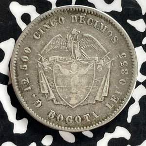 1871-Bogota Colombia 5 Decimos Lot#JM9853 Silver! Scarce! KM#153.1