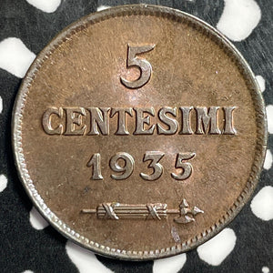 1935 San Marino 5 Centesimi Lot#E4191 High Grade! Beautiful!