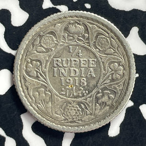 1918 India 1/4 Rupee Lot#T9209 Silver!