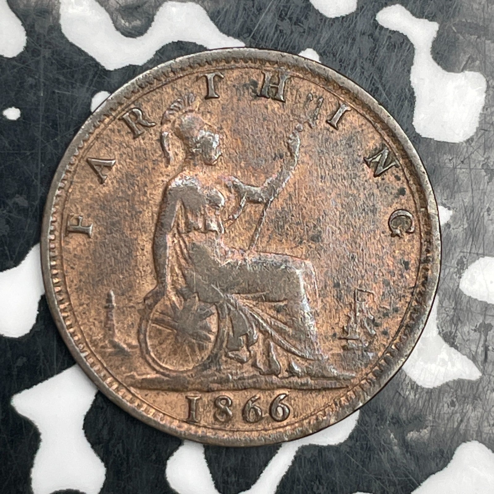 1866 Great Britain Farthing Lot#N2504 Nice Detail, Old Cleaning