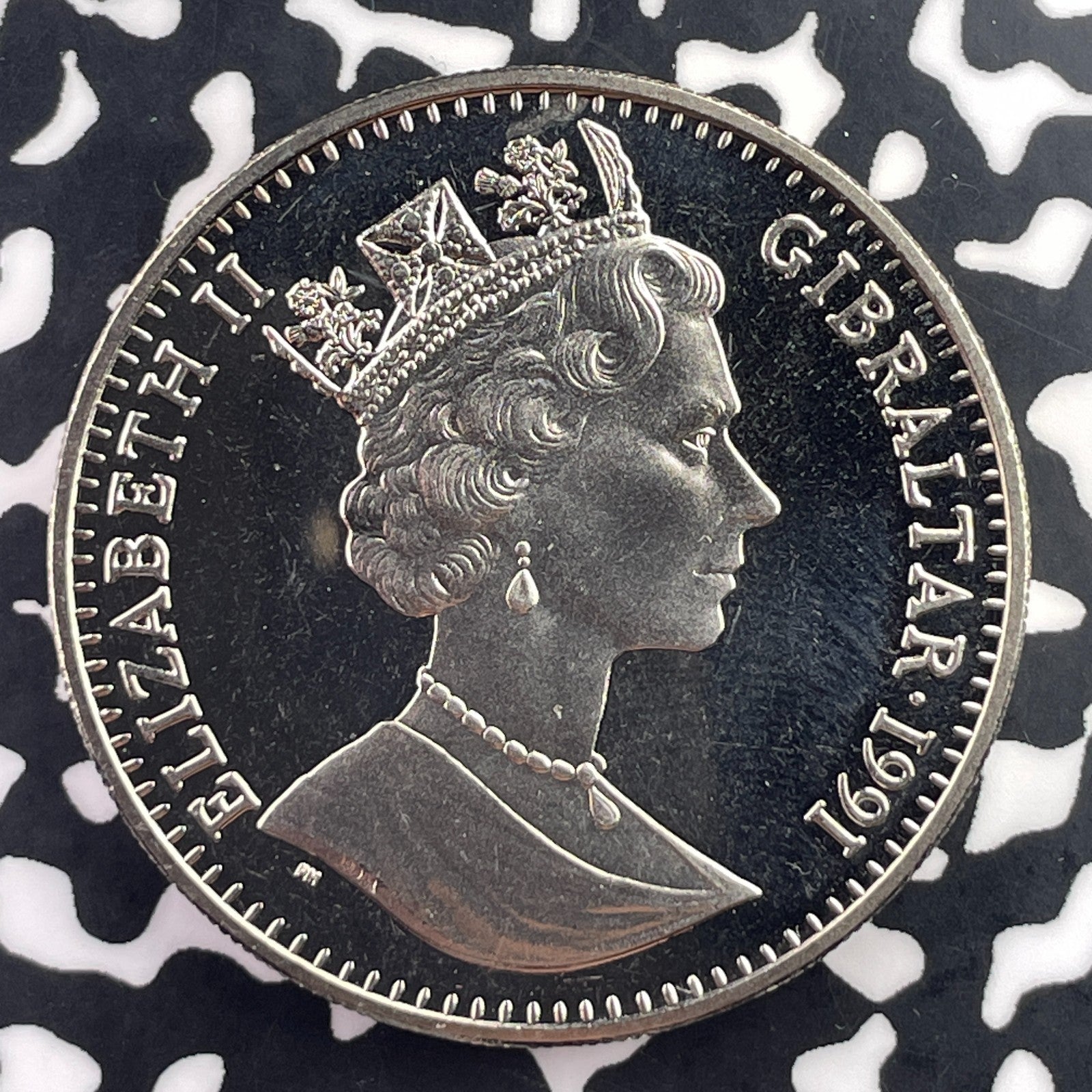 1991 Gibraltar 1 Crown Lot#C5518 High Grade! Beautiful! KM#69