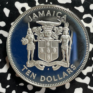 1981 Jamaica $10 Dollars Lot#JM9890 Large Silver! Proof! Crocdile