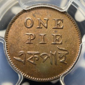 (1831-35) India Bengal Presidency 1 Pie PCGS MS63BN Lot#G9239 Choice UNC!