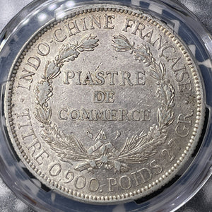 1900-A French Indo-China 1 Piastre PCGS Cleaned-AU Detail Lot#MK166 Silver!