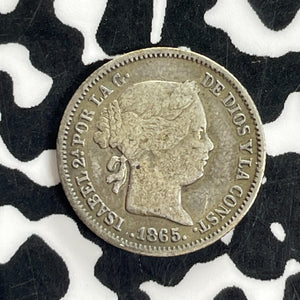 1865 Spain 10 Centimos Lot#C1045 Silver!