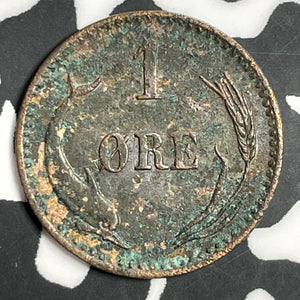 1897 Denmark 1 Ore Lot#E6381 Nice Detail, Corrosion