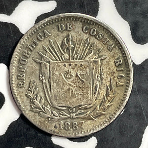 1887 Costa Rica 5 Centavos Lot#E9233 Silver!