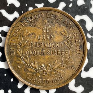 1881 Uruguay Joaquin Suarez Medal Lot#E2498 34mm