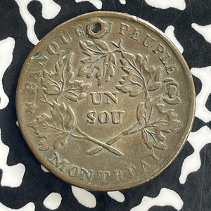 (1837-38) Lower Canada Montreal Un Sou 1/2 Penny Token Lot#C1227 Holed