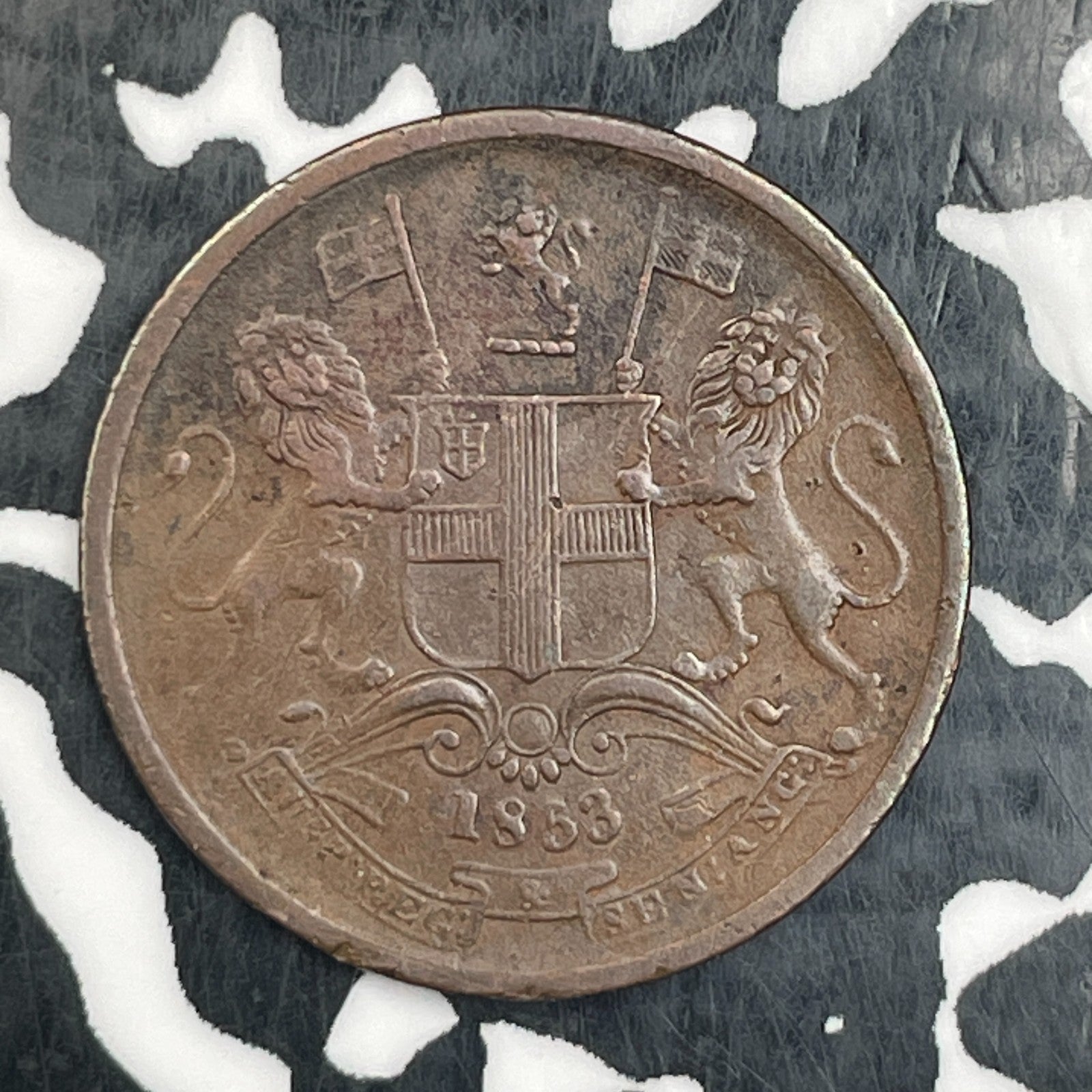 1853 India 1/2 Pice Half Pice Lot#F9951