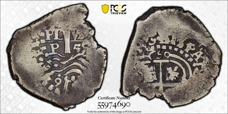 1652-P E Bolivia Cob 2 Reales PCGS F15 Lot#G2364 Silver! Calico-916