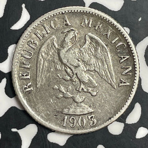 1903-Cn Q Mexico 20 Centavos Lot#T0254 Silver!