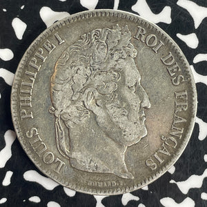 1832-B France 5 Franc Lot#T8330 Large Silver Coin!