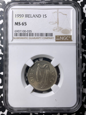 1959 Ireland 1 Shilling NGC MS65 Lot#G8967 Gem BU!