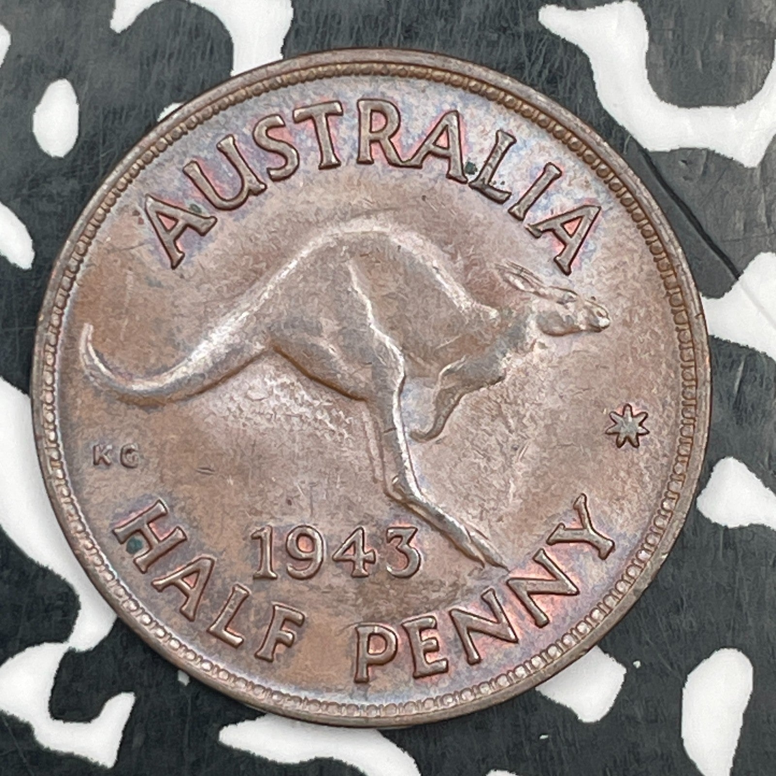 1943 Australia 1/2 Penny Half Penny Lot#F9205 High Grade! Beautiful!