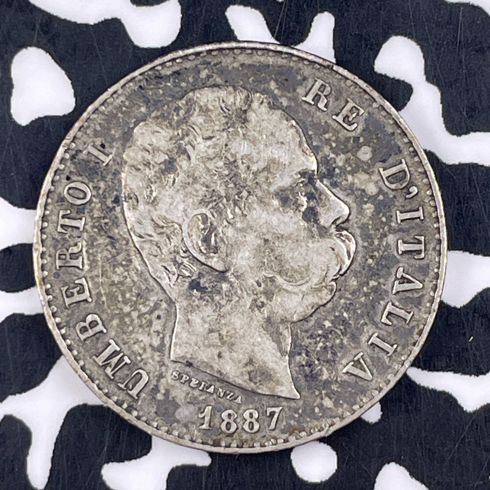 1887 Italy 1 Lira Lot#F5000 Silver!
