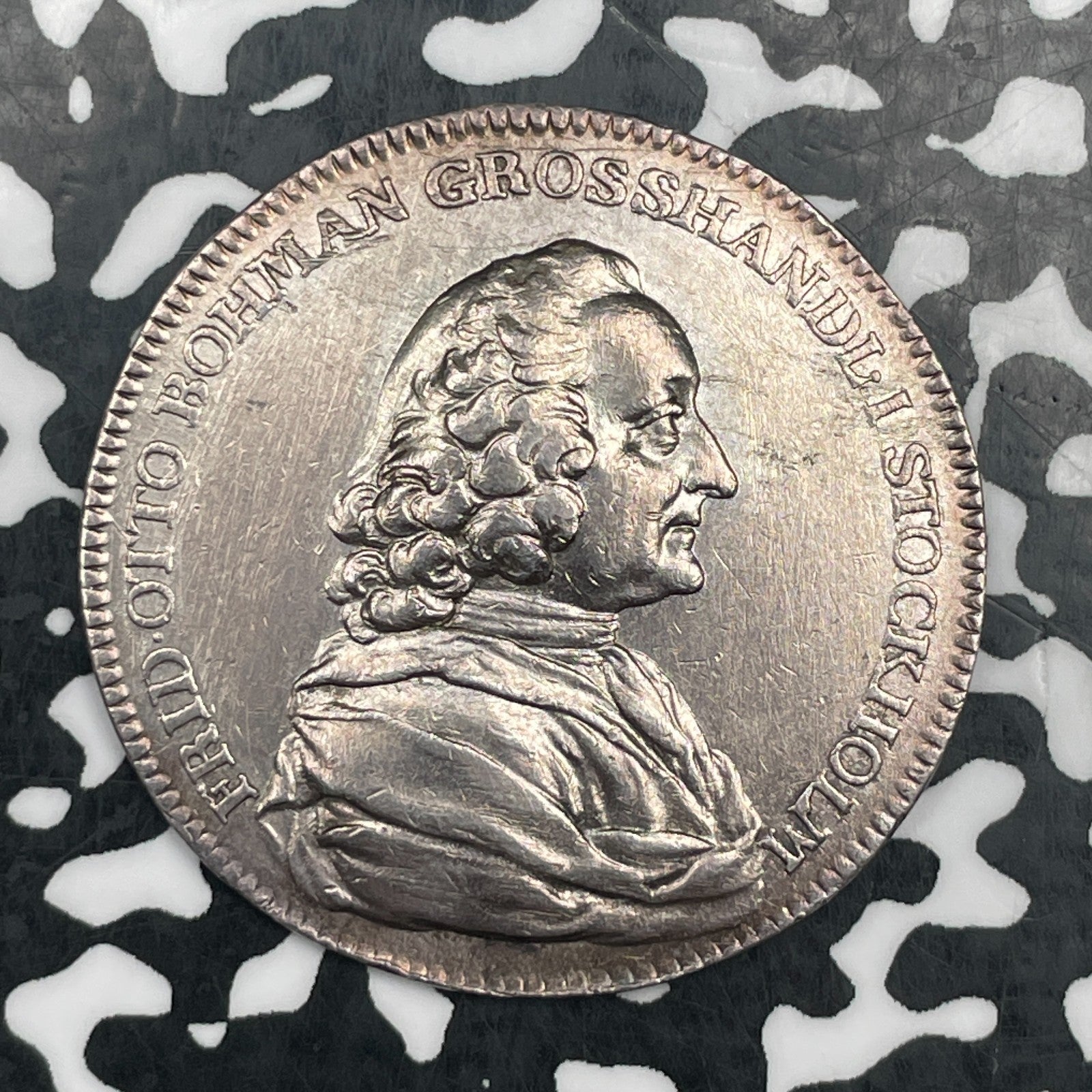 1768 Sweden Fredrik Otto Bohman Medal Lot#JM1766 Silver! Old Cleaning, 34mm