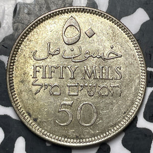 1935 Palestine 50 Mils Lot#JM8309 Silver! High Grade! Beautiful!