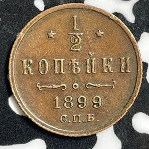 1899 Russia 1/2 Kopek Half Kopek Lot#E3933