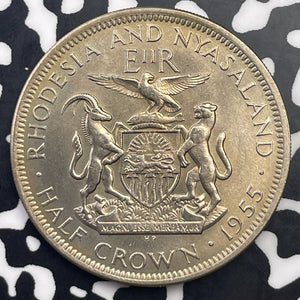 1955 Rhodesia & Nyasaland 1/2 Crown Lot#C0967 High Grade! Beautiful!