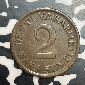1934 Estonia 2 Senti Lot#T2495 High Grade! Beautiful!