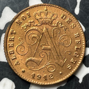 1912 Belgium 1 Centime Lot#E7214 High Grade! Beautiful! KM#76