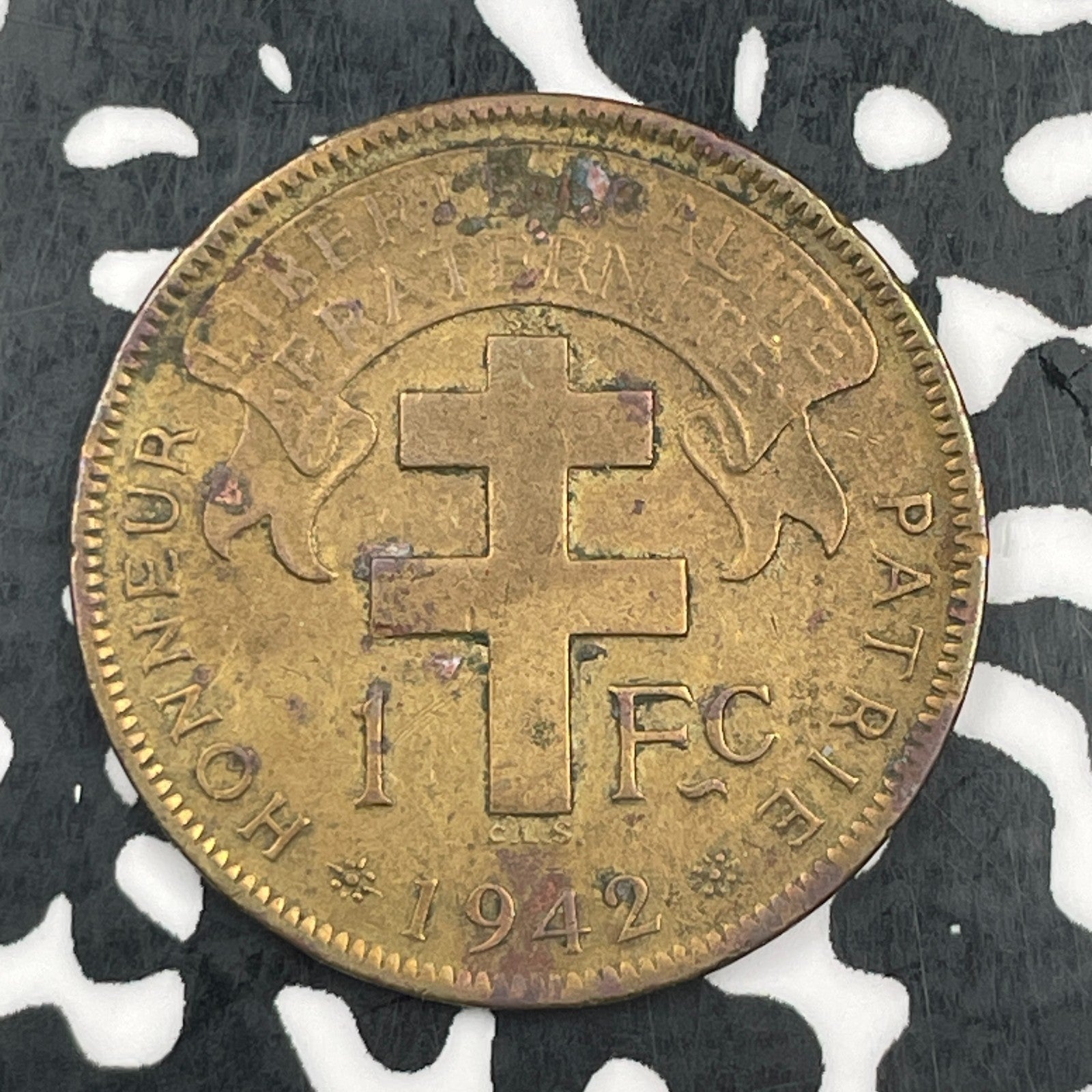 1942 French Equatorial Africa 1 Franc Lot#F8160