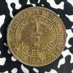 1942 Peru 1/2 Sol Half Sol Lot#T8022 High Grade! Beautiful! KM#220.5
