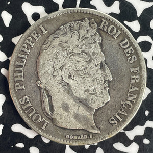 1832-T France 5 Francs Lot#T8327 Large Silver Coin!