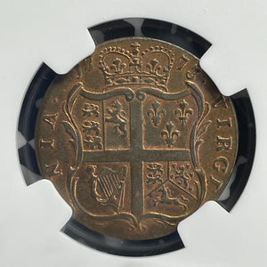 1773 U.S. Colonial Virginia 1/2 Penny NGC MS63RB Lot#G954 Choice UNC! W/ Period
