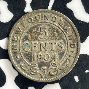 1904-H Newfoundland 5 Cents Lot#C1234 Silver!