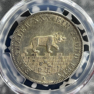 1862-A Germany Anhalt-Bernburg 1 Thaler PCGS AU58 Lot#G1080 Silver! KM#88