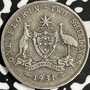 1931 Australia 1 Florin Lot#D8729 Silver!