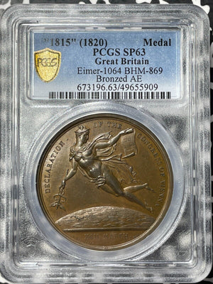 "1815" (1820) G.B. Congress Of Vienna Medal PCGS SP63 Lot#GV8590 Eimer-1064