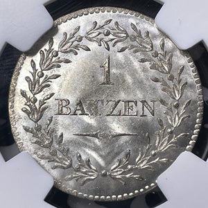 1809 Switzerland Schaffhausen 1 Batzen NGC MS65 Lot#G9592 Gem BU!