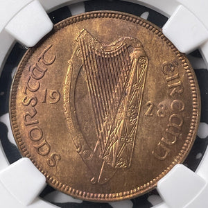 1928 Ireland 1 Penny NGC MS64RB Lot#G8941 Choice UNC!