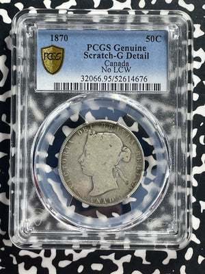1870 Canada 50 Cents PCGS Scratch-G Detail Lot#G714 Silver! No LCW
