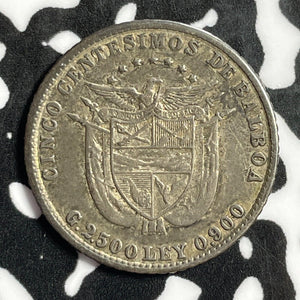 1904 Panama 5 Centesimos Lot#E2115 Silver! Nice!