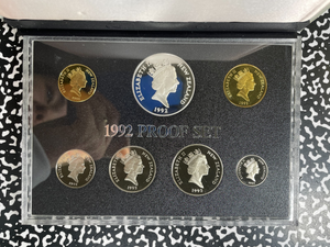 1992 New Zealand 7x Coin Proof Set Lot#B2588 Including Silver! With Case